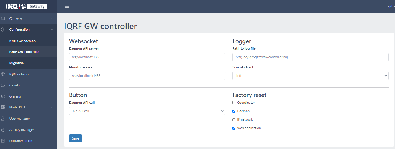 IQRF Gateway Webapp screenshot