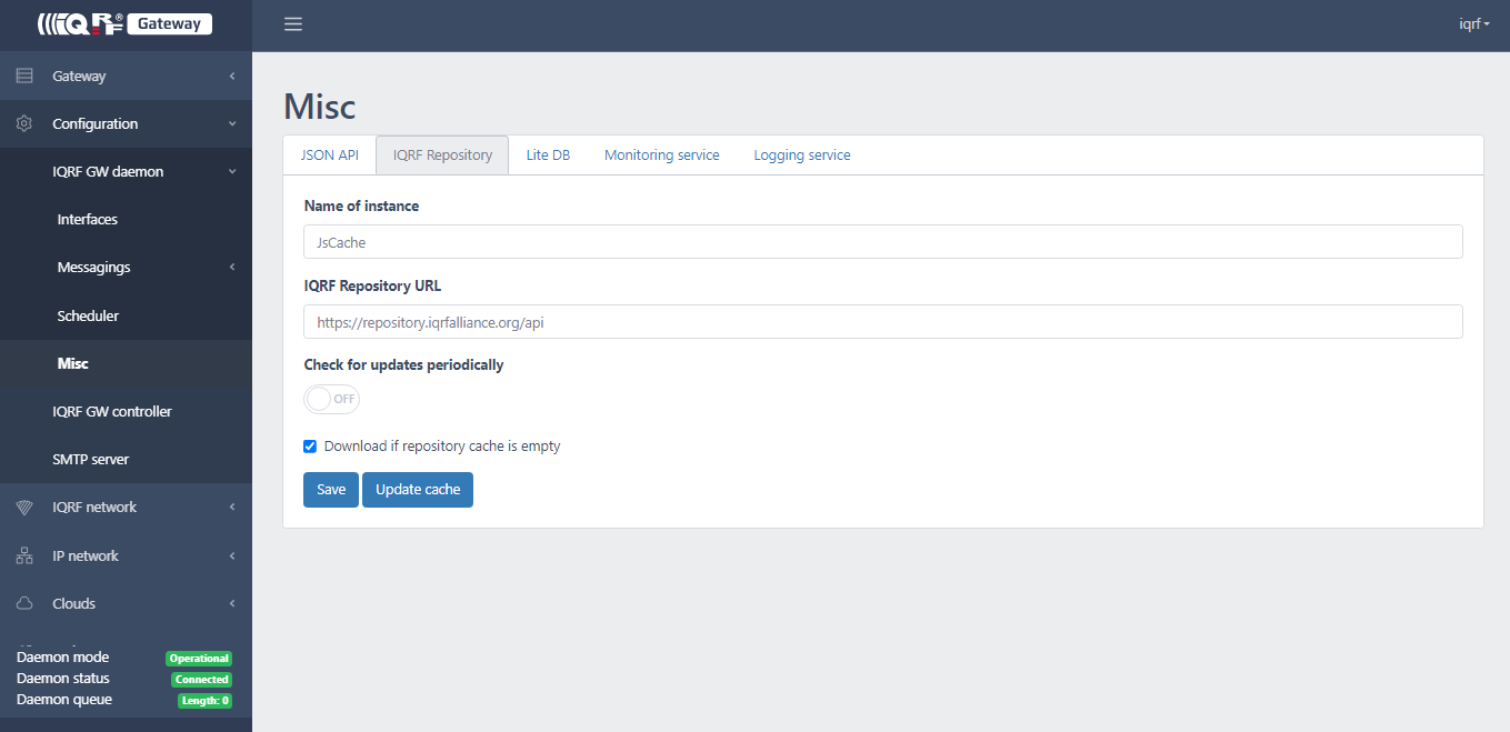 IQRF Gateway Webapp screenshot